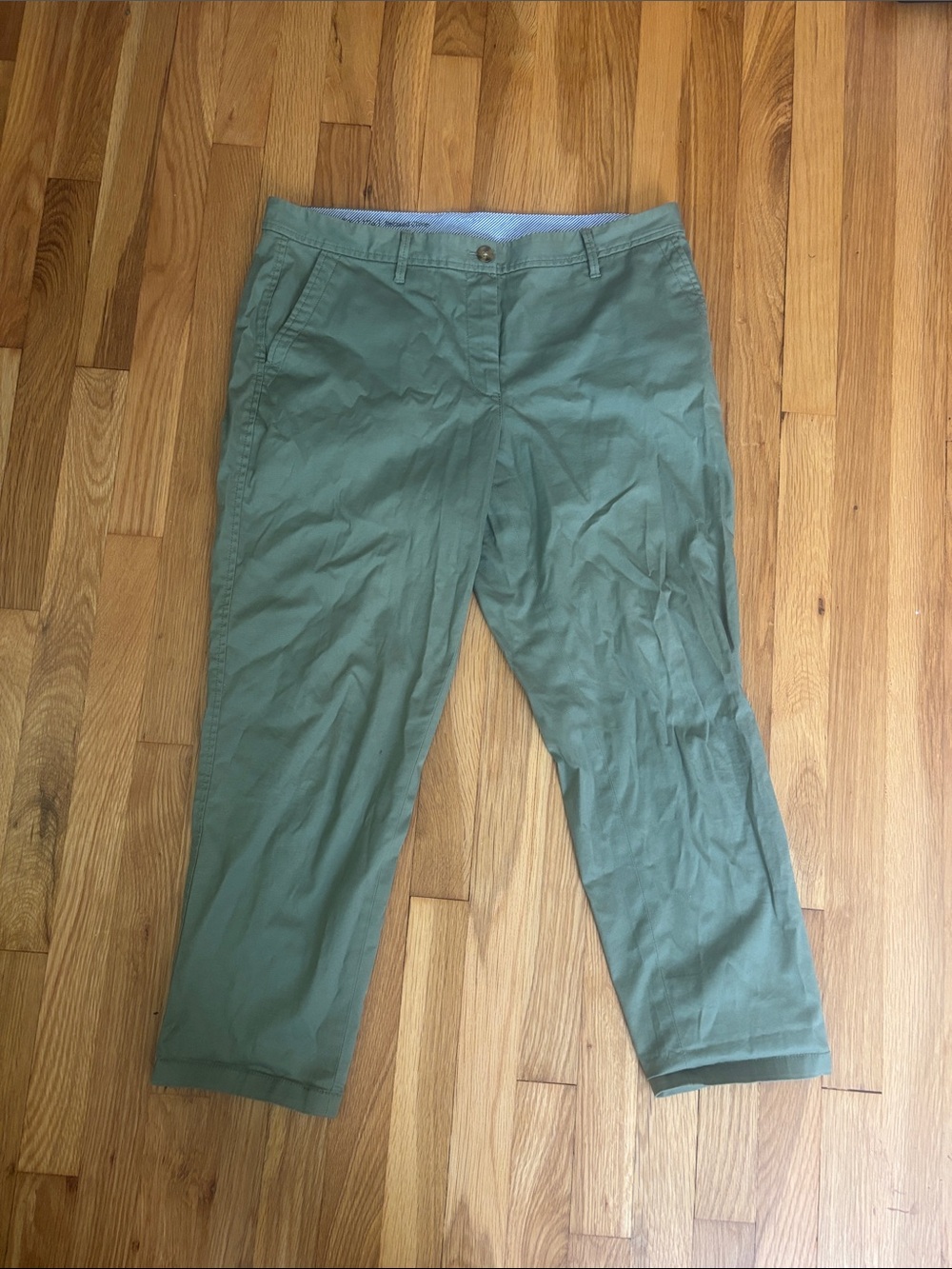 Talbots Olive Cropped Straight-Leg Chinos